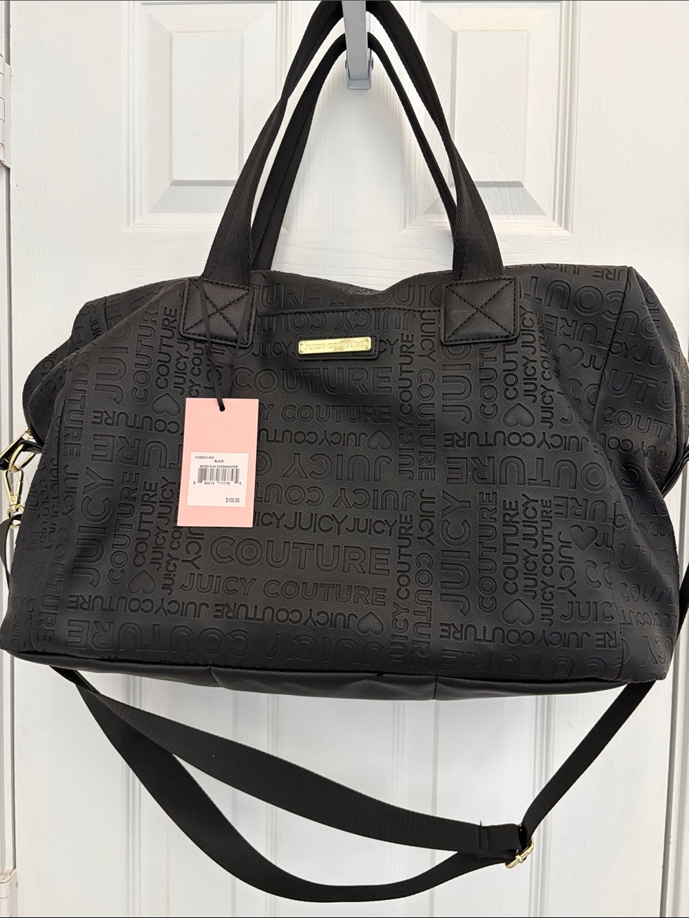 Juicy Couture Black Embossed Logo Travel Tote